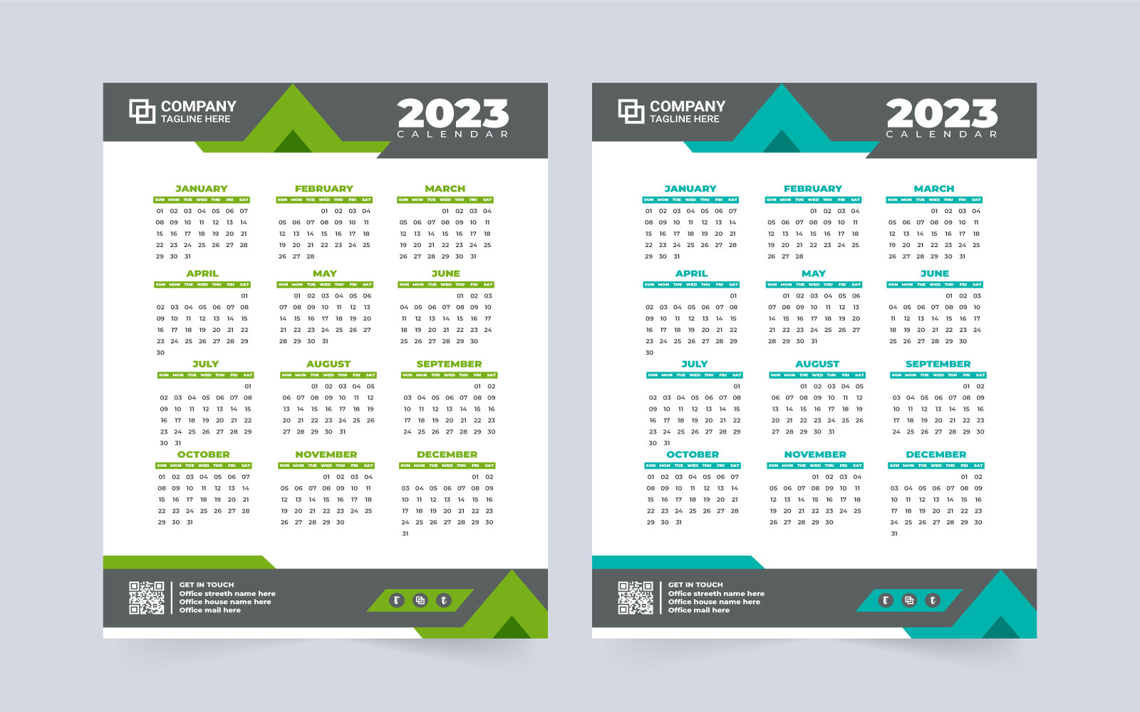 2023 minimal calendar design vector