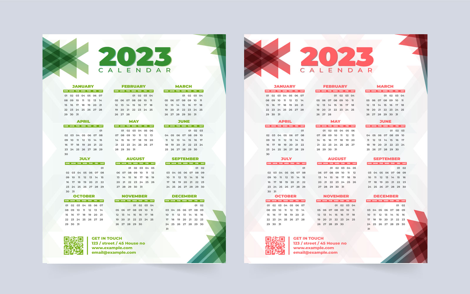 2023 annual calendar design vector