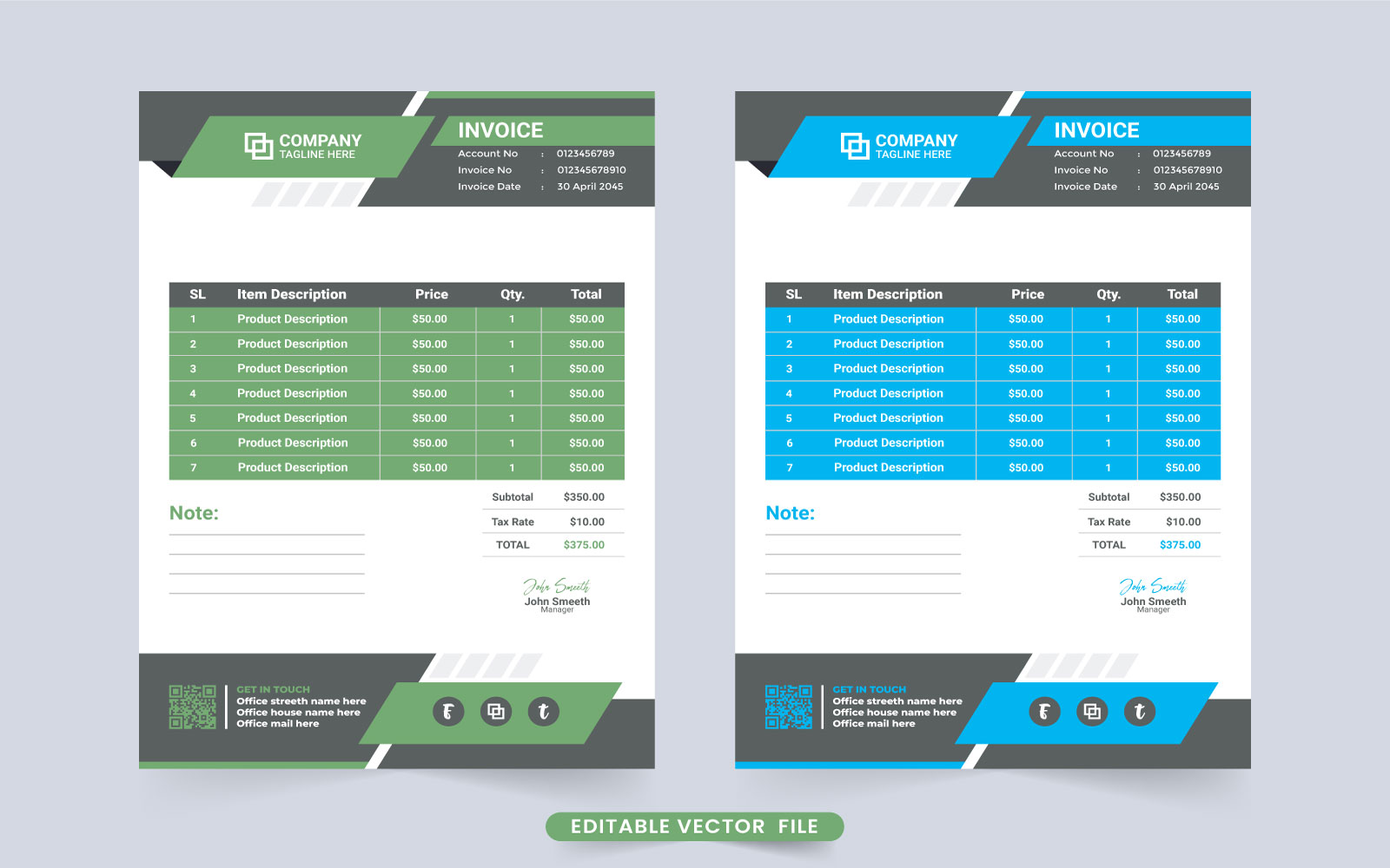 Minimal business voucher and invoice