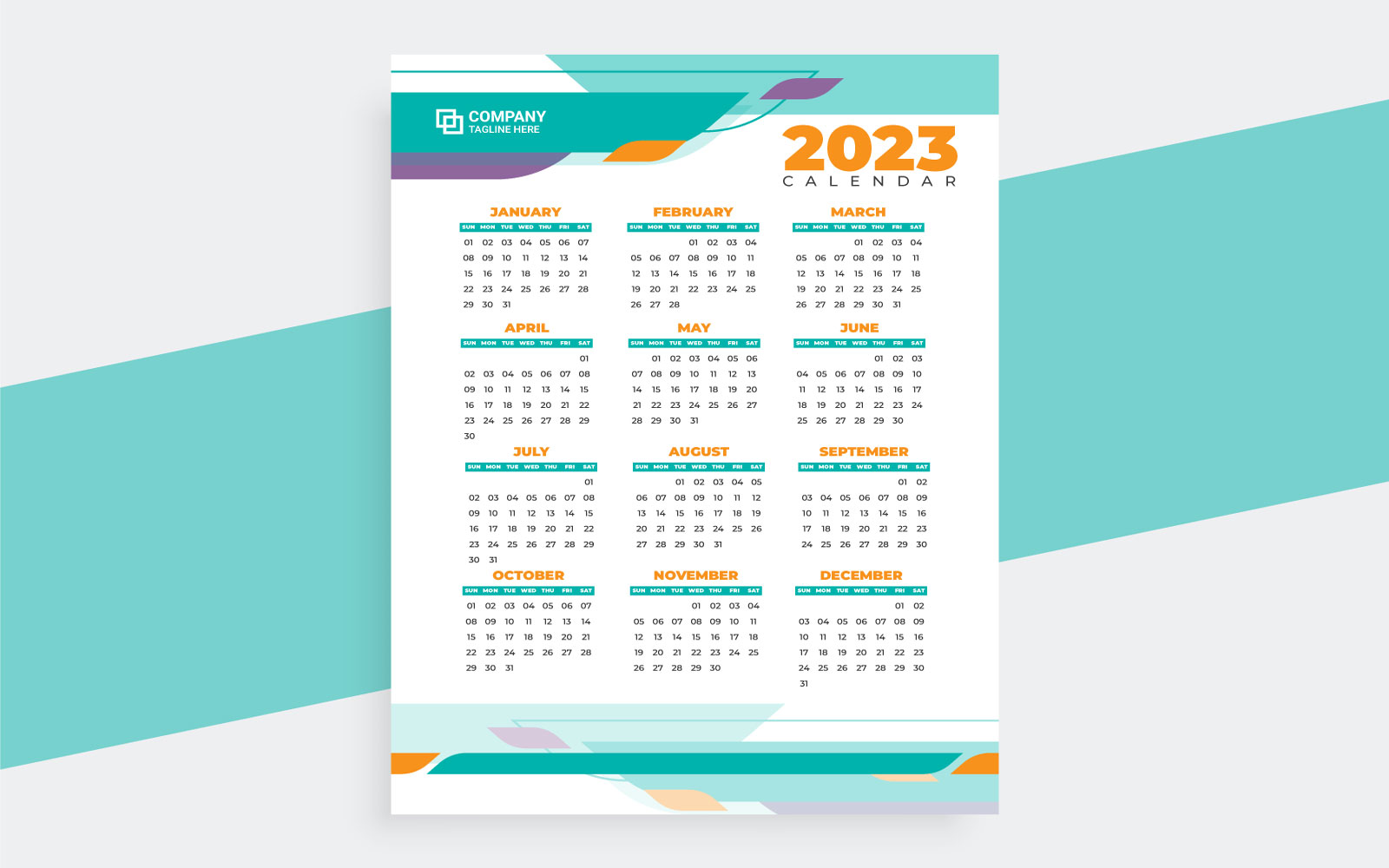 2023 Year Calendar Template Vector