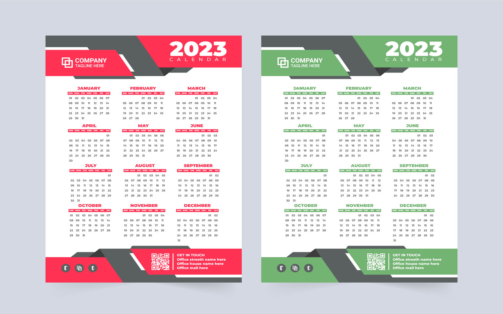 2023 Business Calendar Vector Design