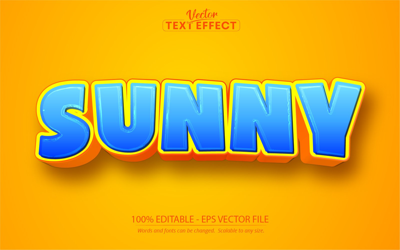 Sunny - Editable Text Effect, Cartoon Text Style, Graphics Illustration