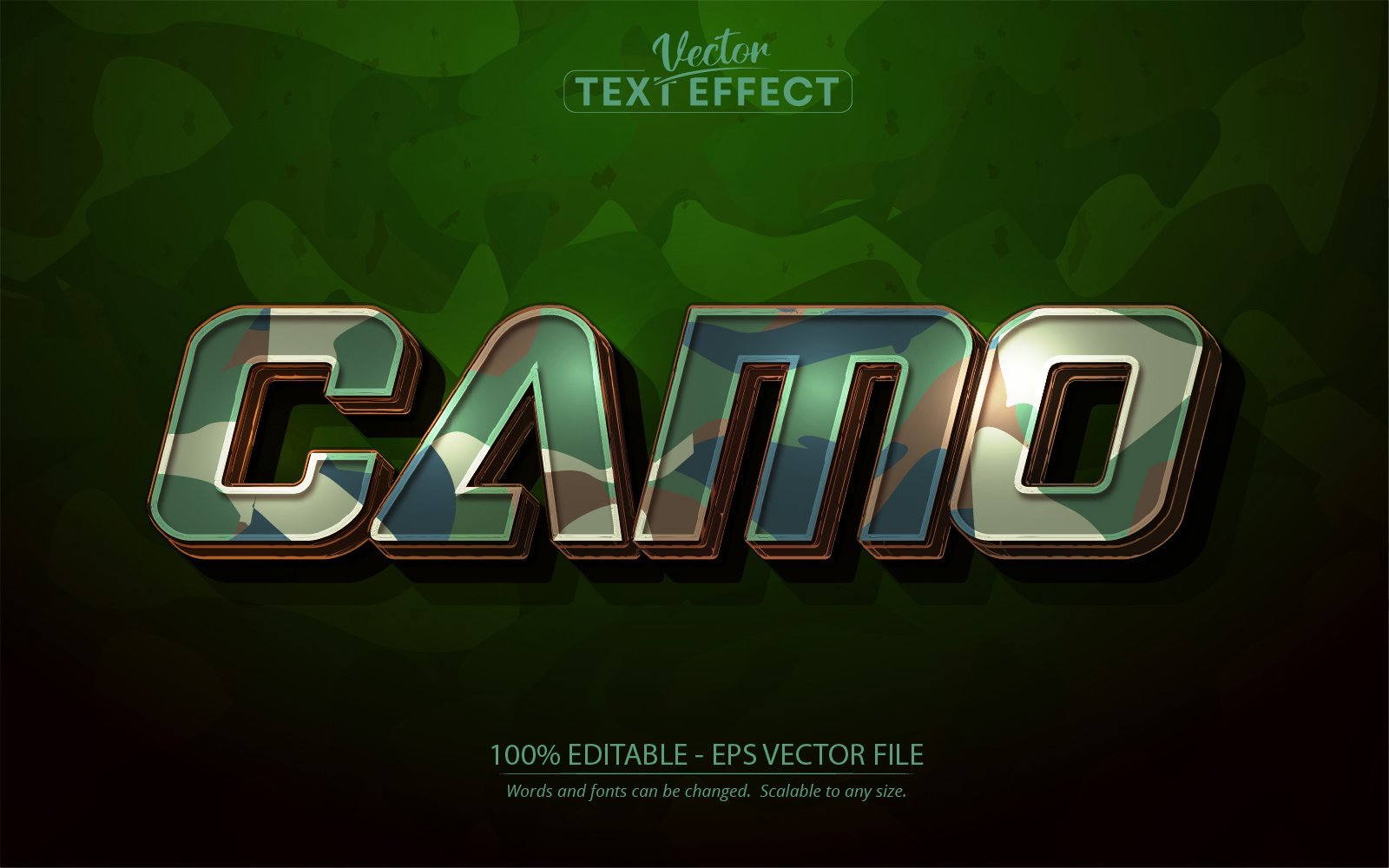 Camo - Editable Text Effect, Camouflage And Military Green Text Style, Graphics Illustration