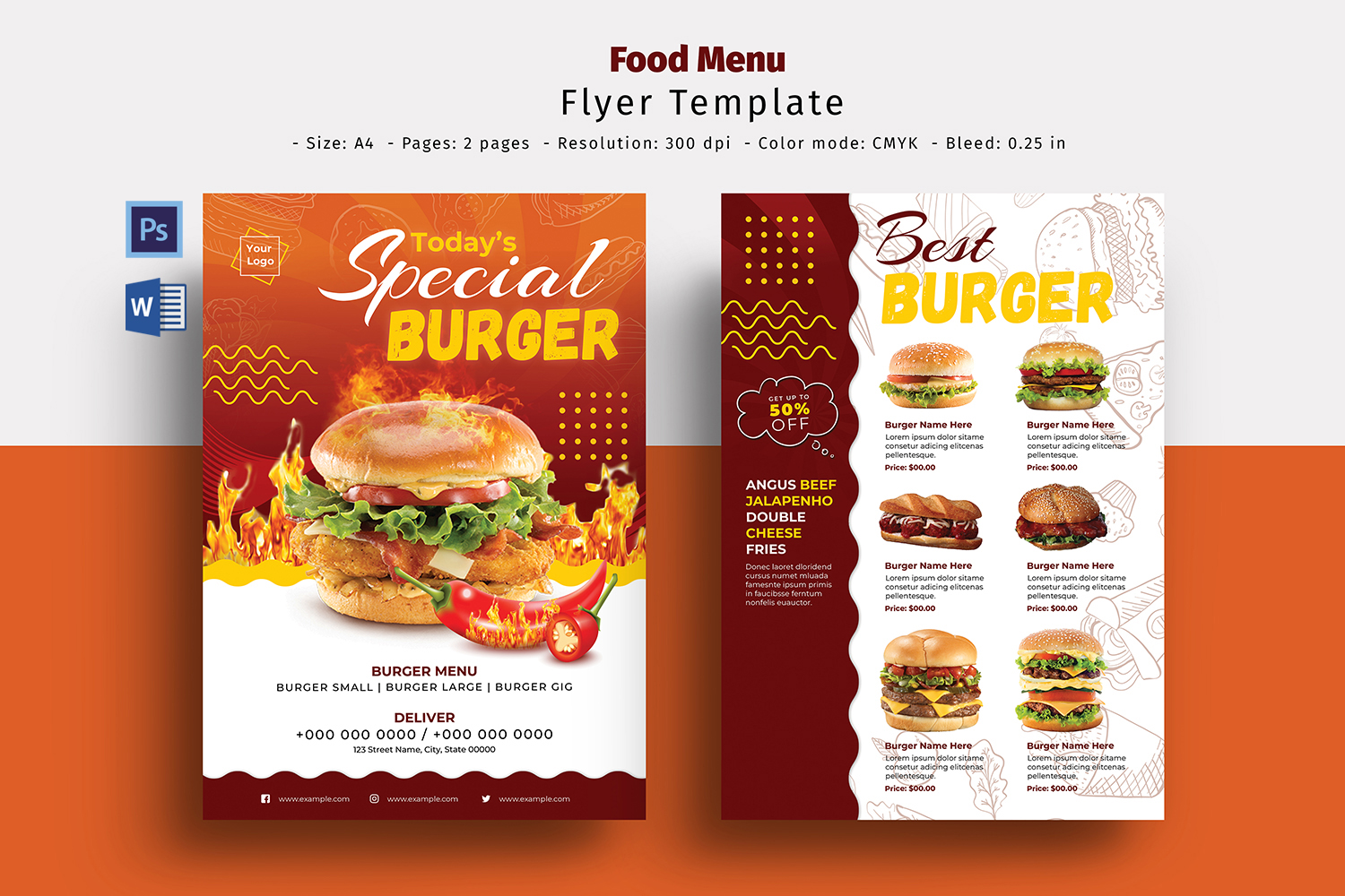 Restaurant Menu | Food Menu, Ms Word and Photoshop Template