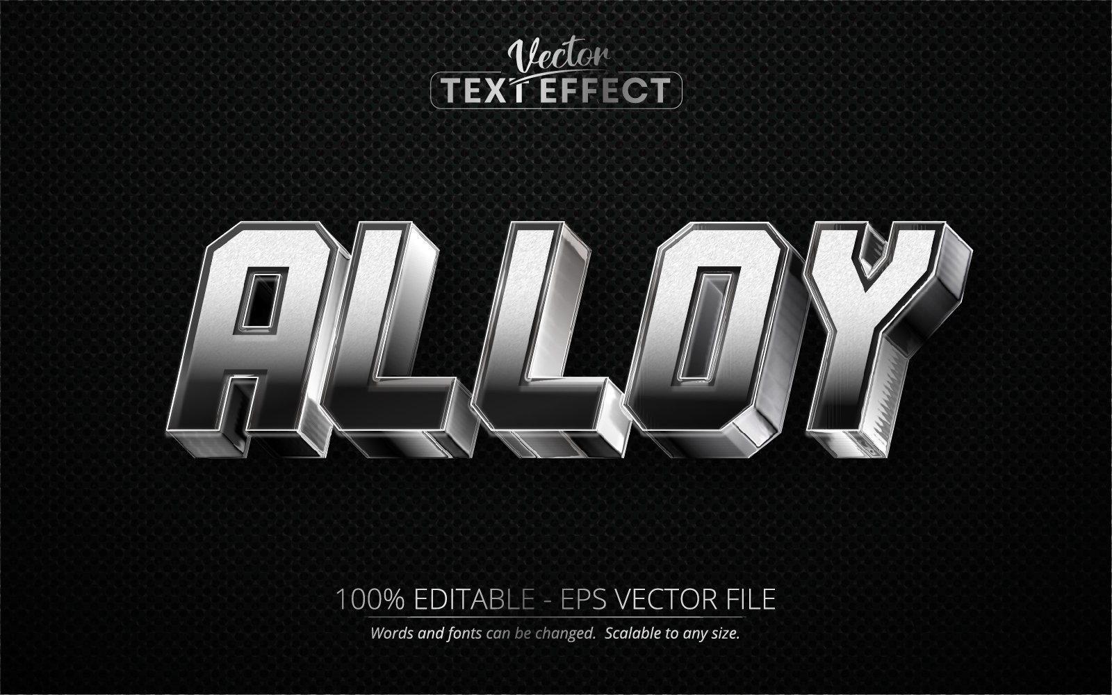 Silver - Editable Text Effect, Metallic Silver Shiny Text Style, Graphics Illustration
