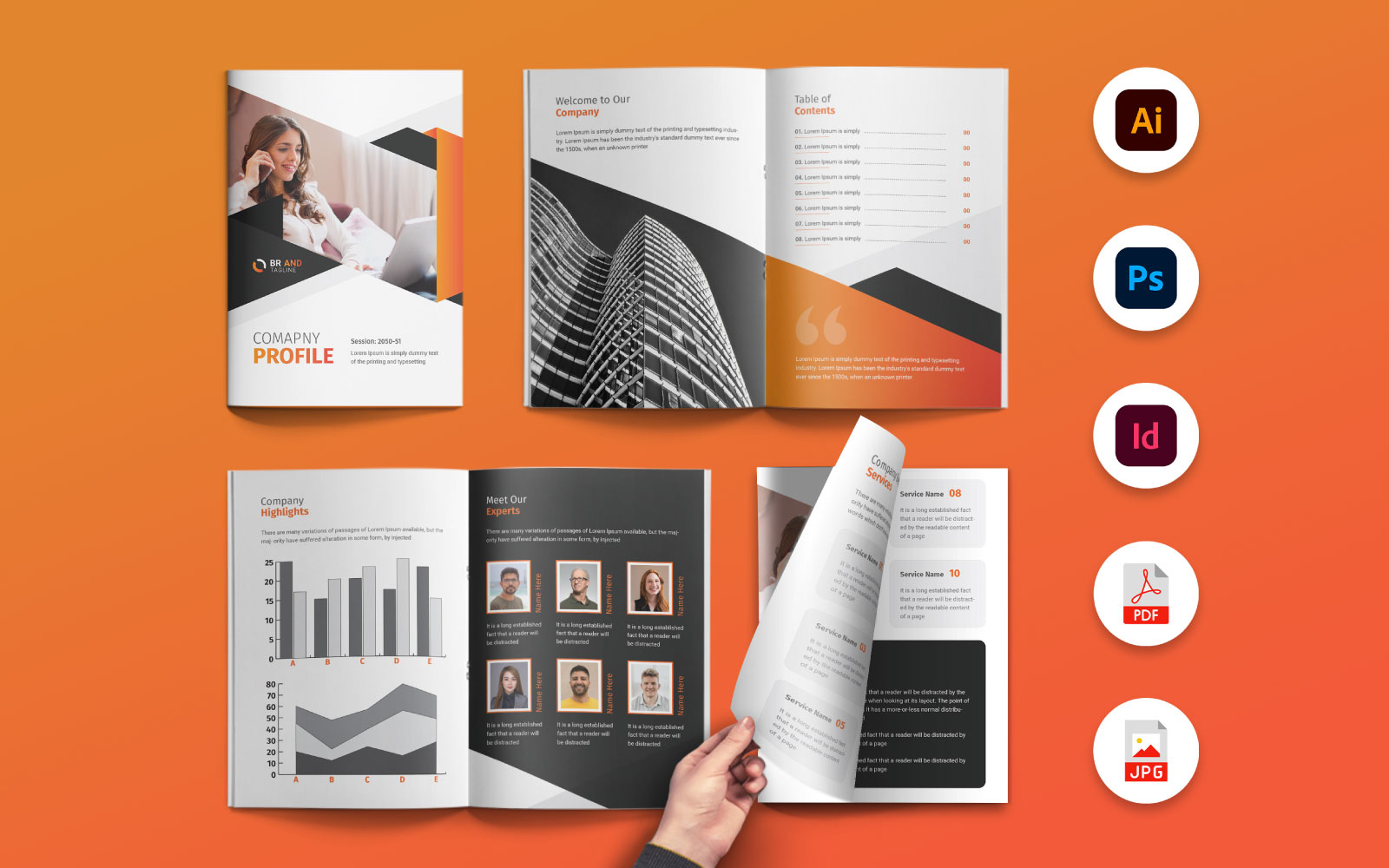 Corporate Business Bifold Brochure Design Template