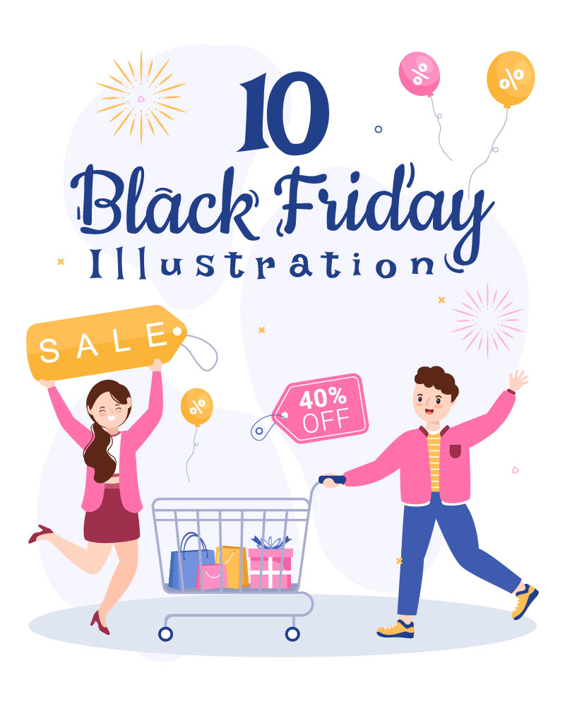 10 Black Friday Give Big Discount Illustration