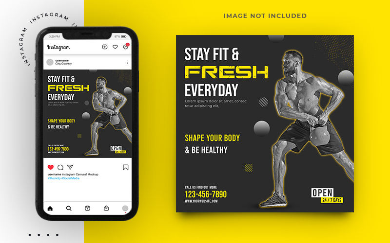 Fitness And Gym Social Media Instagram Post Banner Template Design