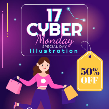 Monday Cyber Illustrations Templates 272874