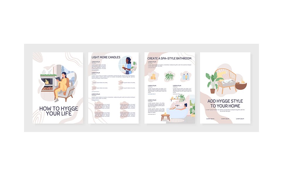 How to hygge your life flat vector brochure template