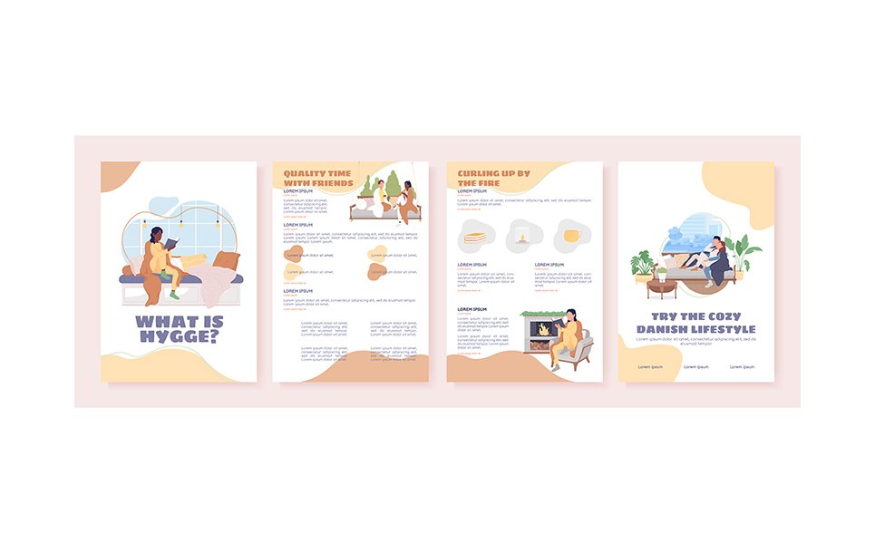 What is hygge flat vector brochure template