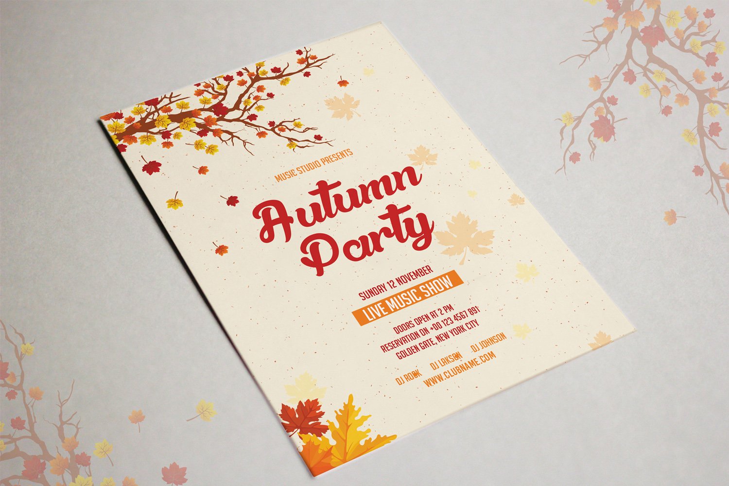 Fall / Autumn Party Invitation Flyer Template