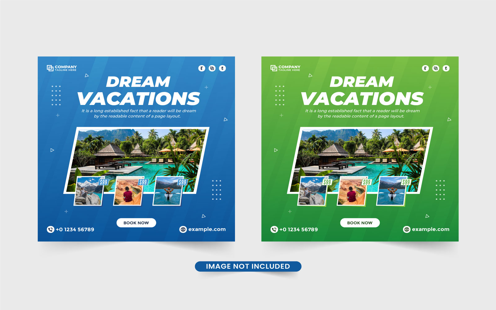 Travel Agency Social Media Post Vector