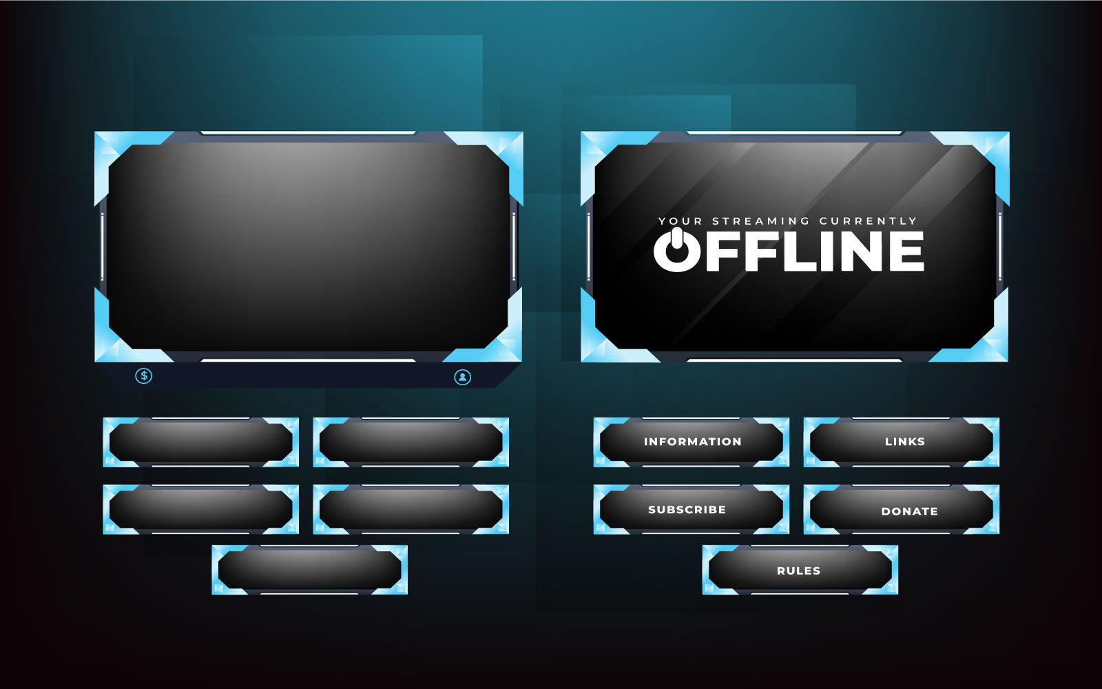 Live Gaming Overlay Vector Template