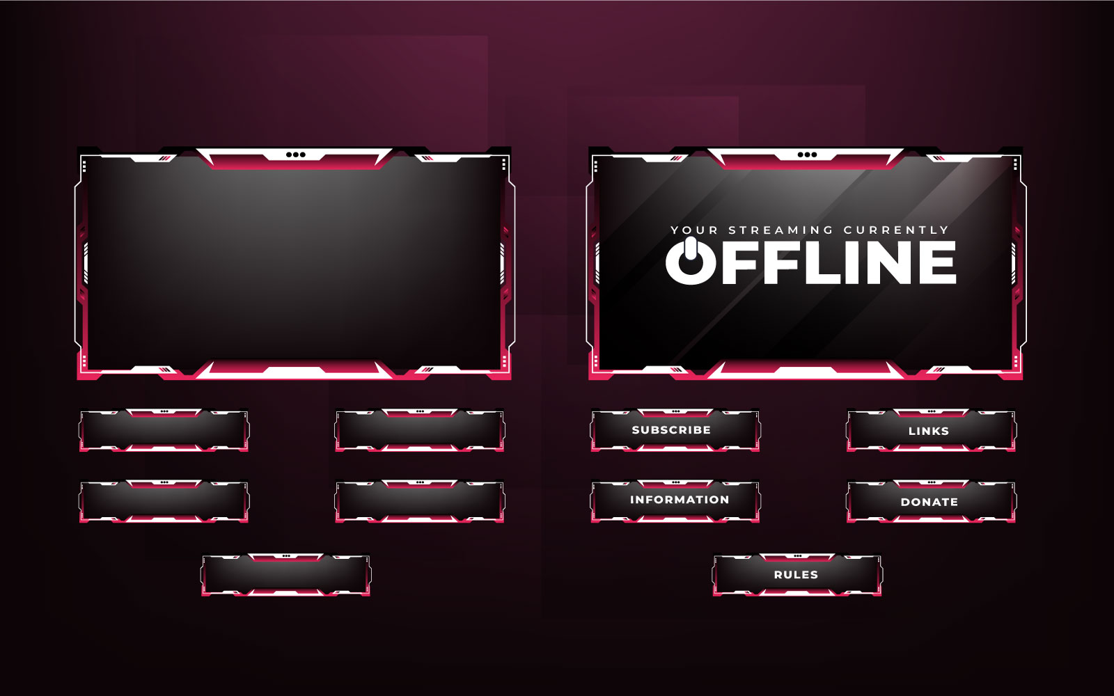 Futuristic Live Streaming Overlay Vector