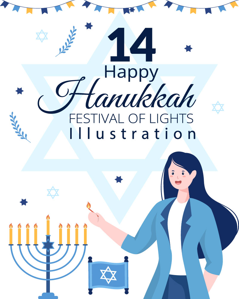 14 Happy Hanukkah Jewish Holiday Illustration