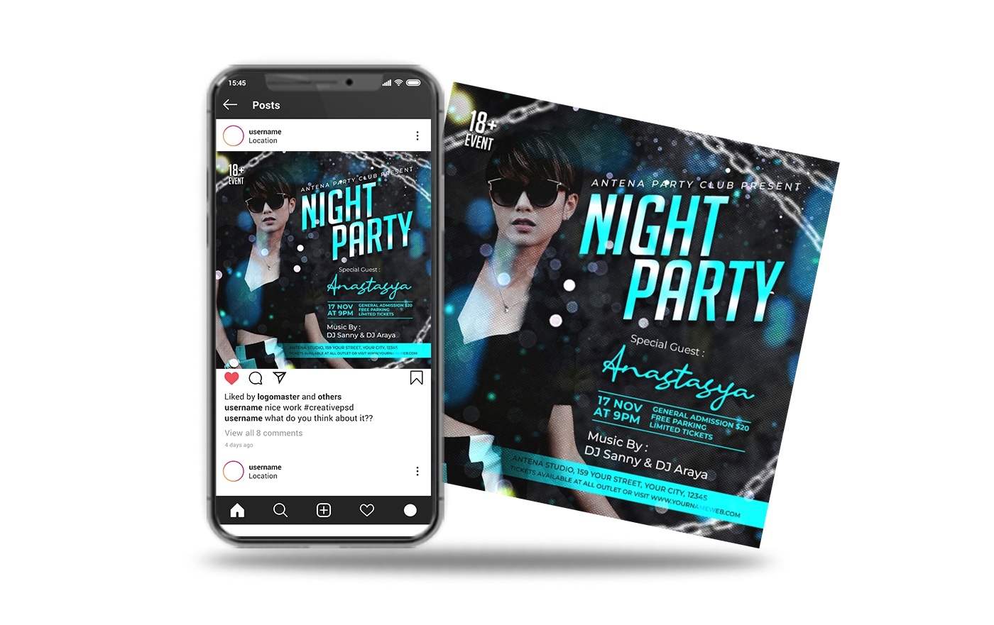 social media post night club party