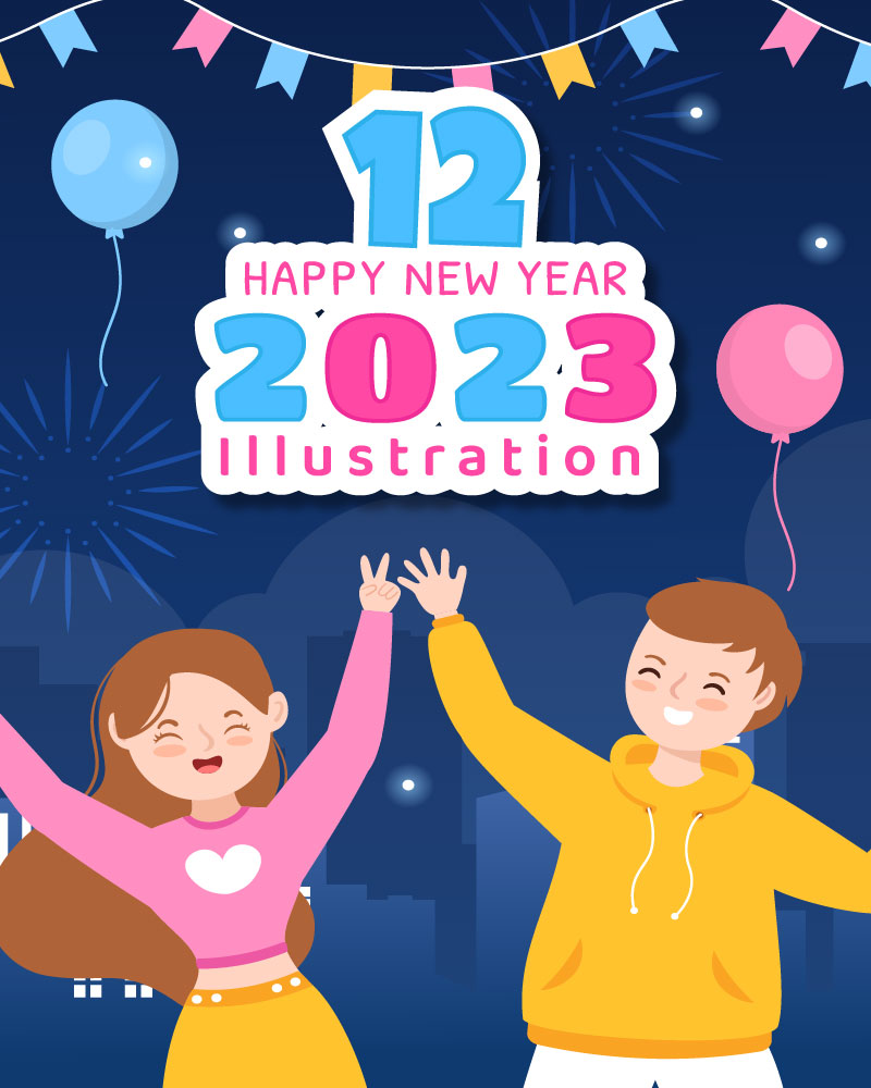 12 Happy New Year 2023 Illustration