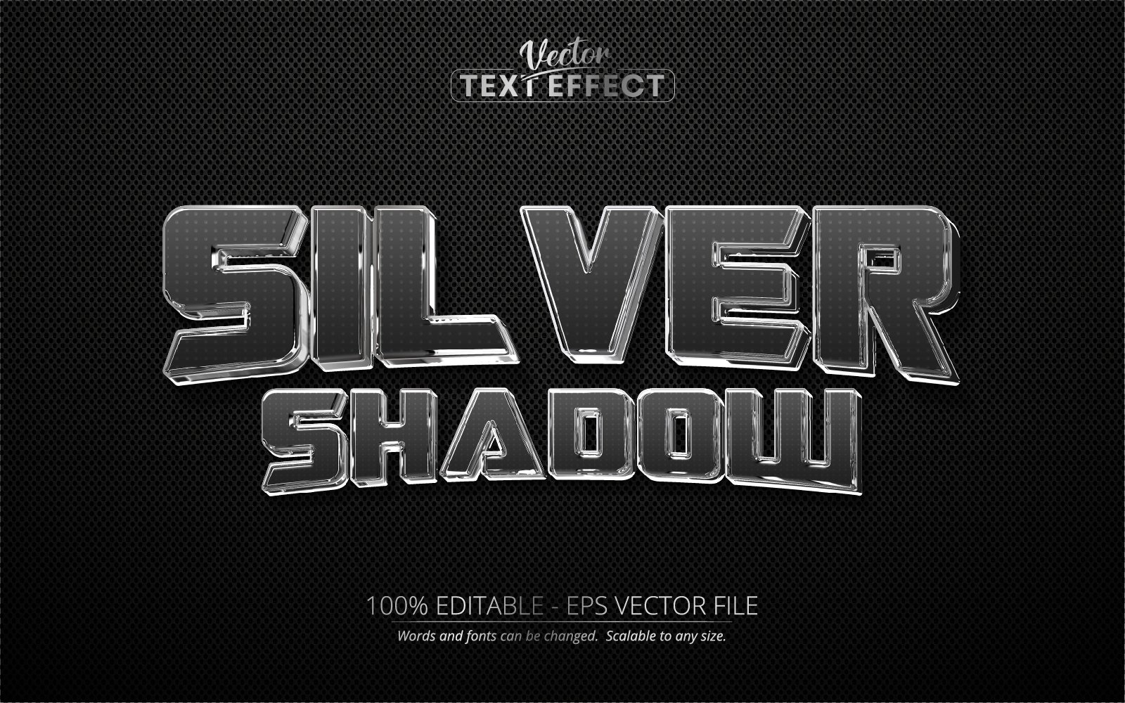 Silver Shadow - Editable Text Effect, Metallic Silver Shiny Text Style, Graphics Illustration