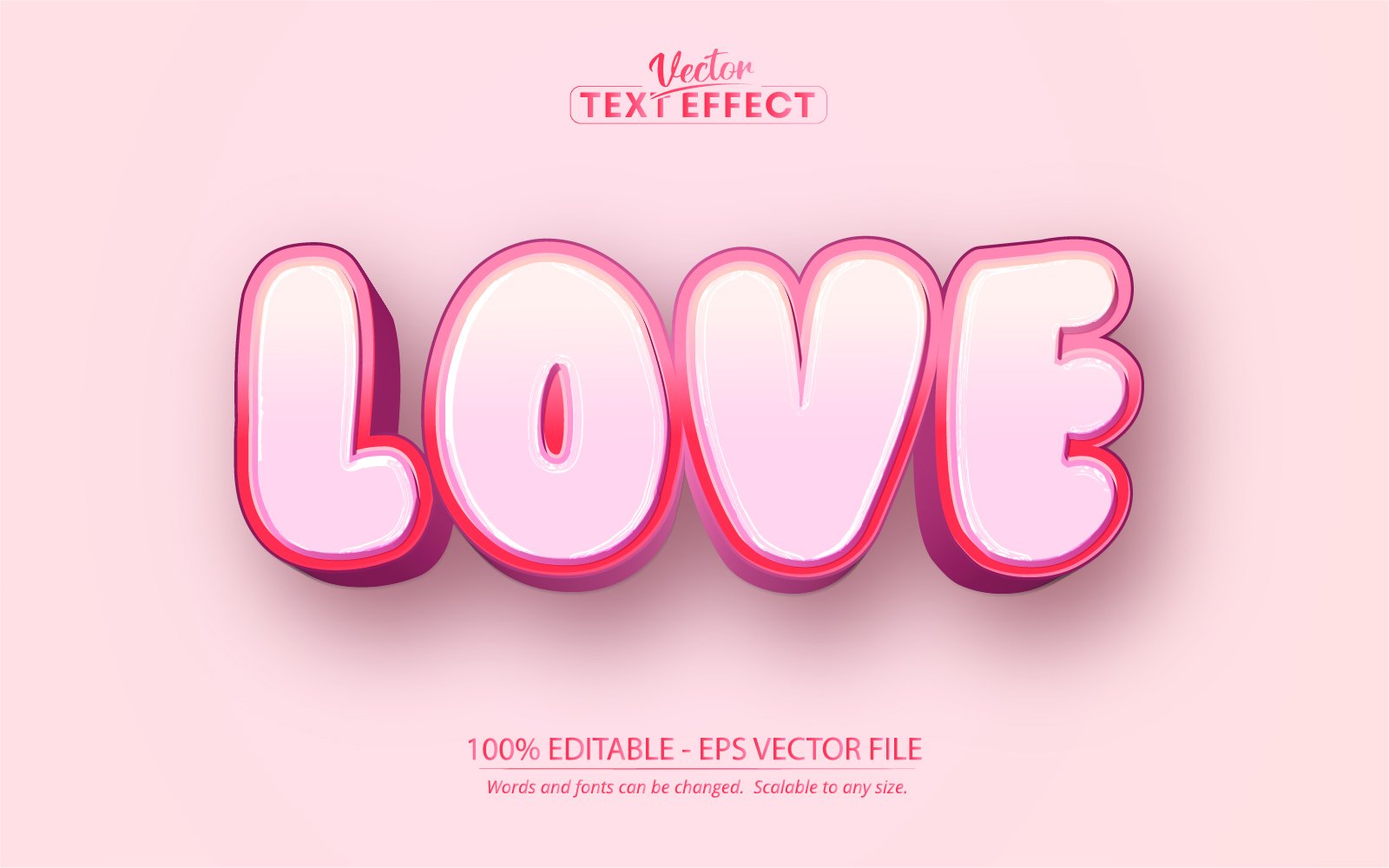 Love - Editable Text Effect, Pink Comic And Cartoon Text Style, Graphics Illustration