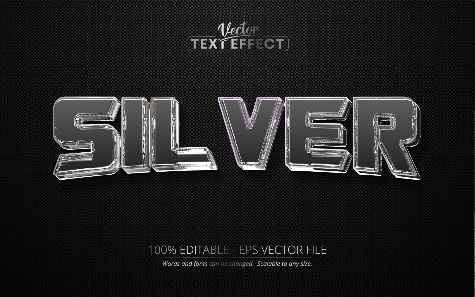Silver - Editable Text Effect, Silver Metallic Shiny Text Style, Graphics Illustration