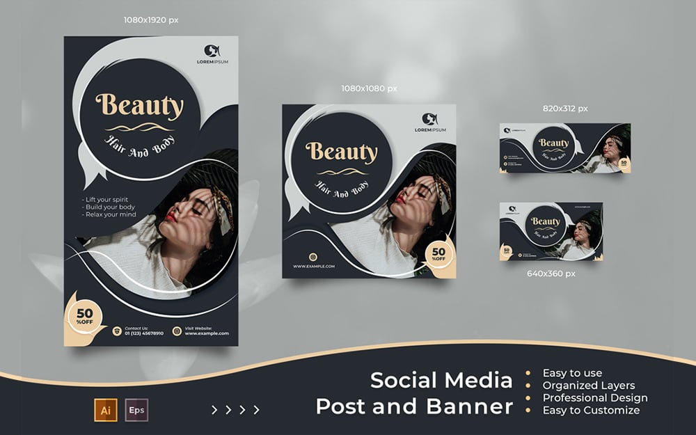 Beauty Care - Elegant Social Media Post And Banner Templates