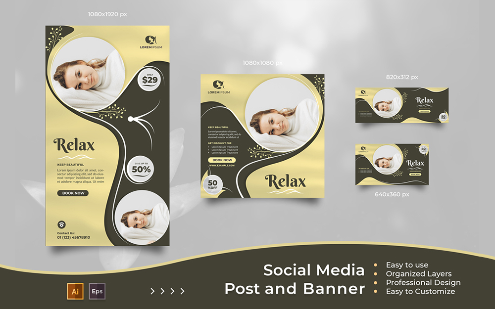 Beauty Treatment Center- Social Media Post And Banner Templates