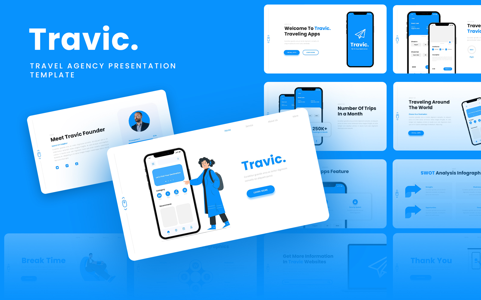 Travic - Travel Agency Mobile App Google Slides Template