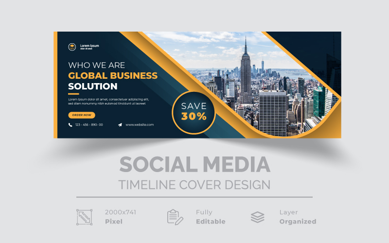 Global Business Solutions Social Media Cover Template