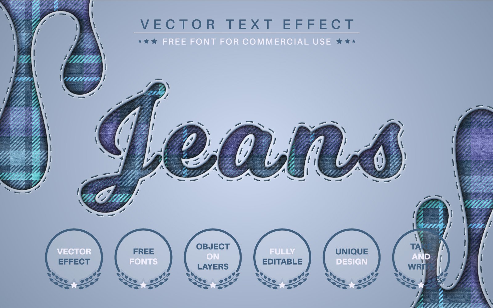 Jeans Tartan - Editable Text Effect, Font Style, Design Illustration
