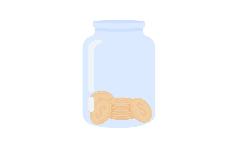 Jar with coins semi flat color vector object