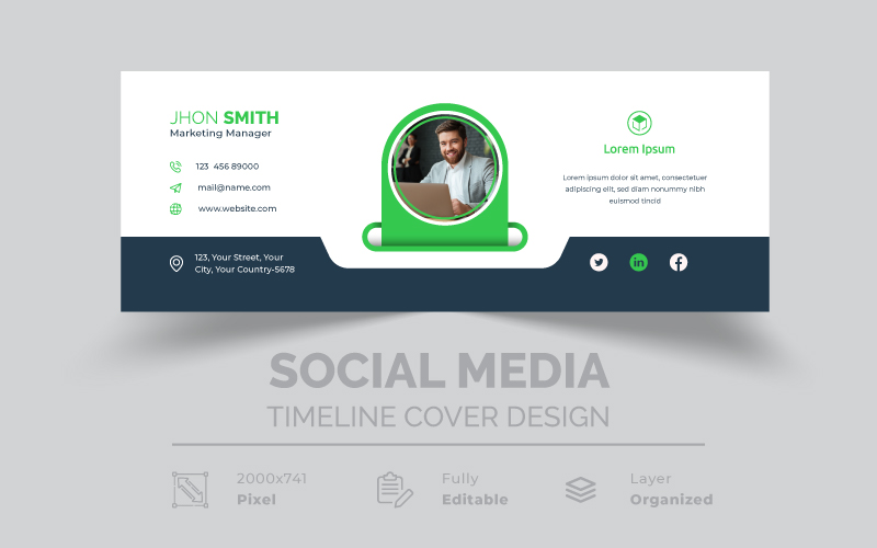 Corporate Green Email Signature Template Or Email Footer Social Media Cover