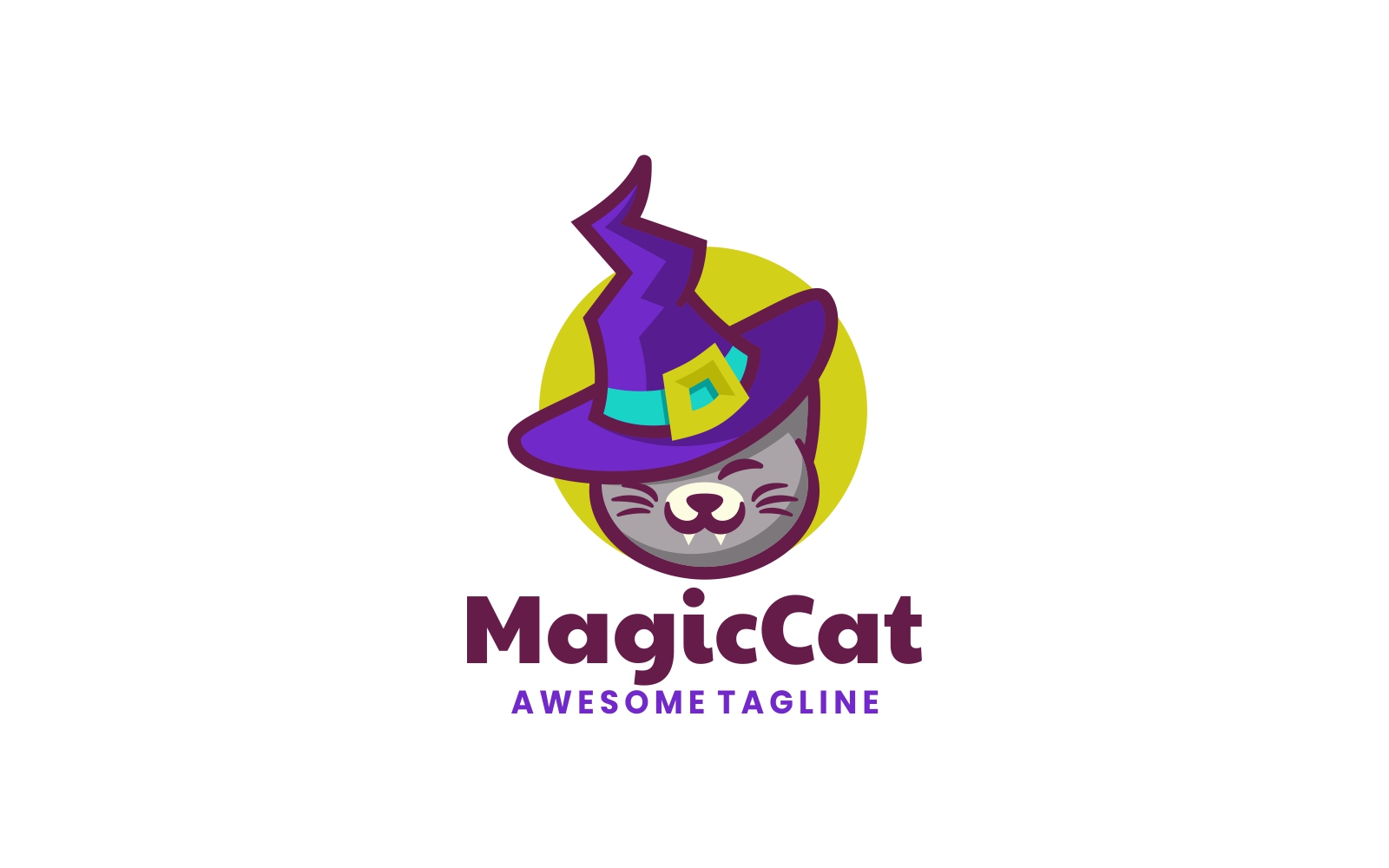 Magic Cat Mascot Cartoon Logo