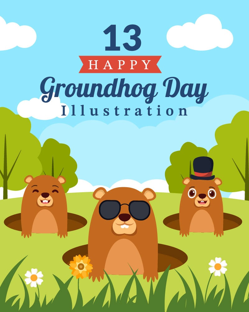 13 Happy Groundhog Day Illustration