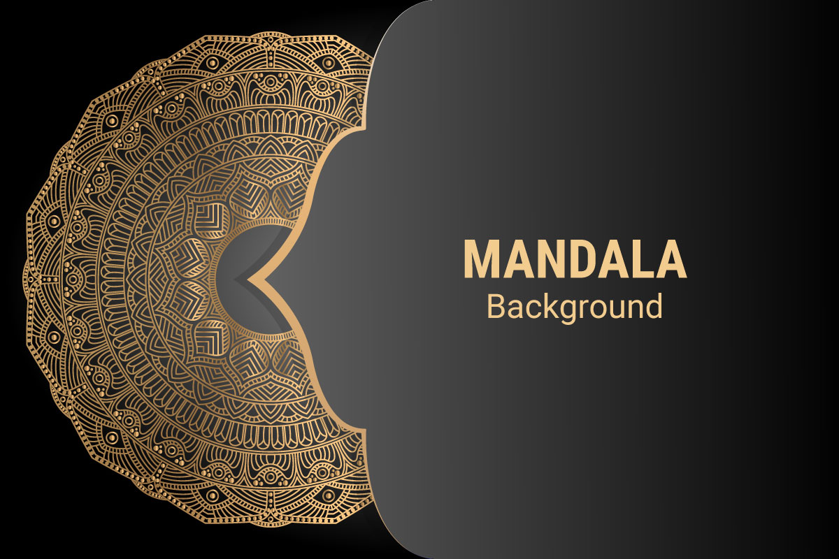 Vector round circle. Mandala style. Decorative element with gold.