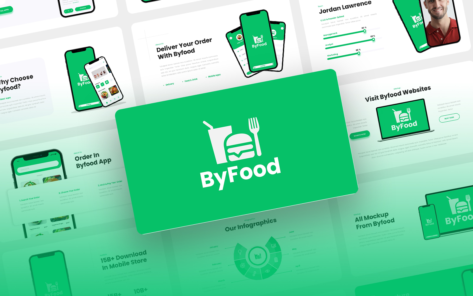 Byfood - Food Delivery Mobile App & SAAS PowerPoint Template