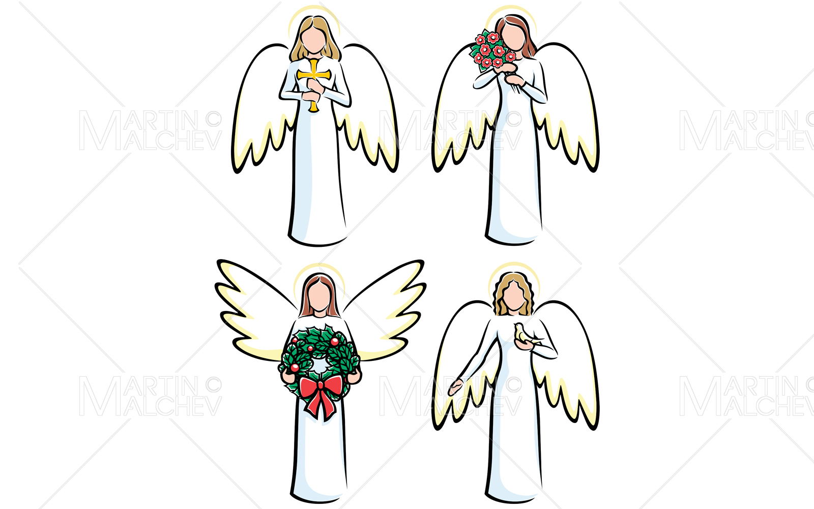 Angels Set 2 Vector Illustration