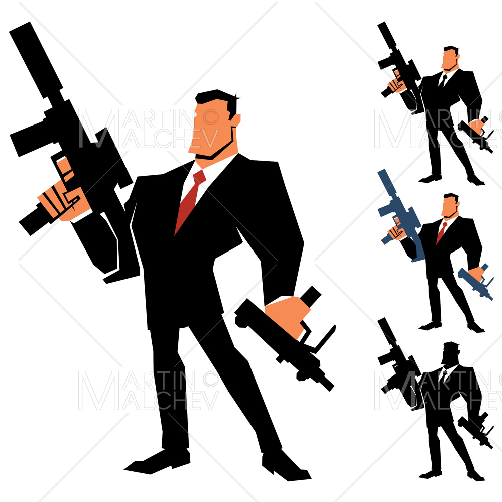 Businessman Killer on White Vector Illustration