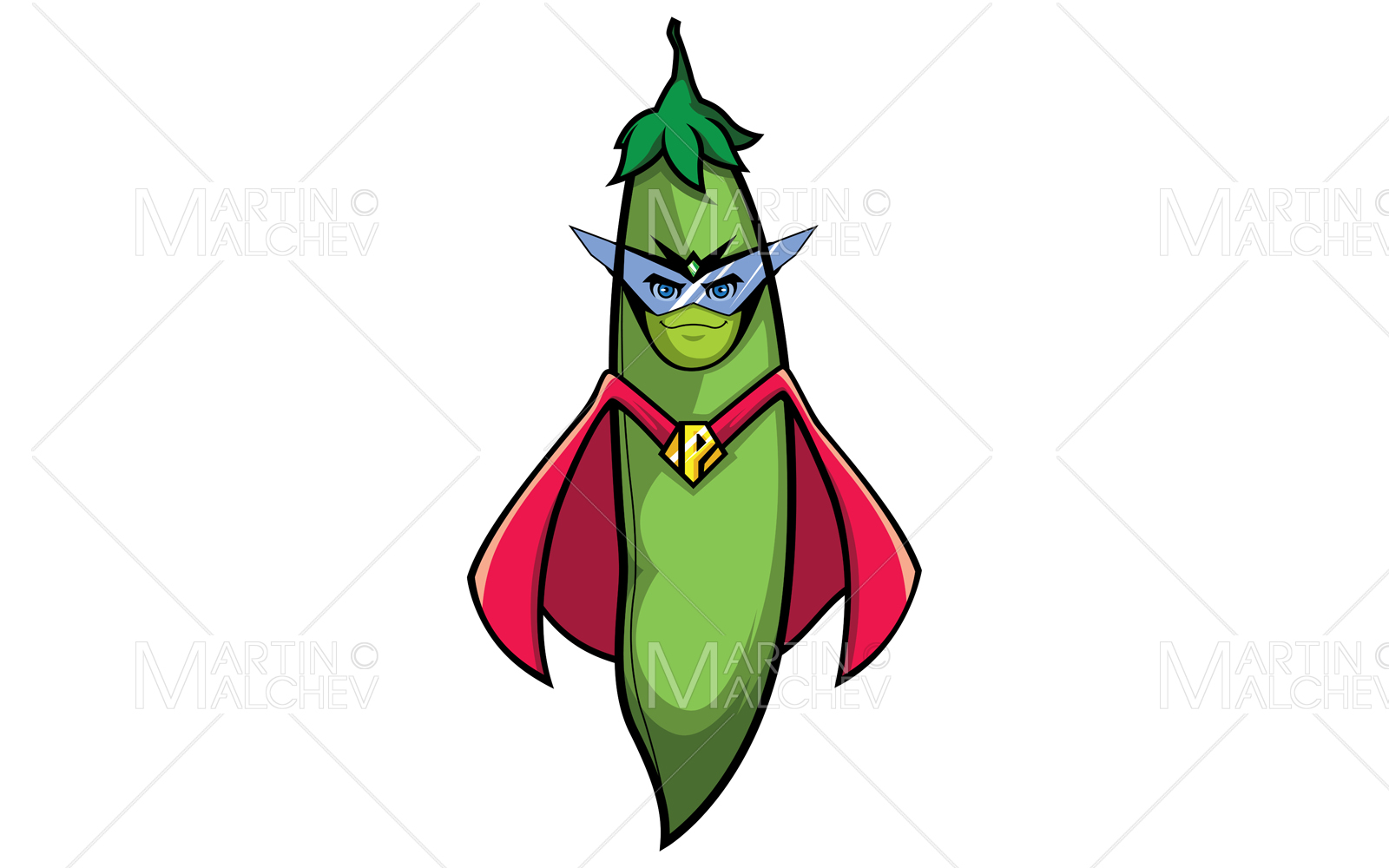 Peas Superhero Mascot Vector Illustration
