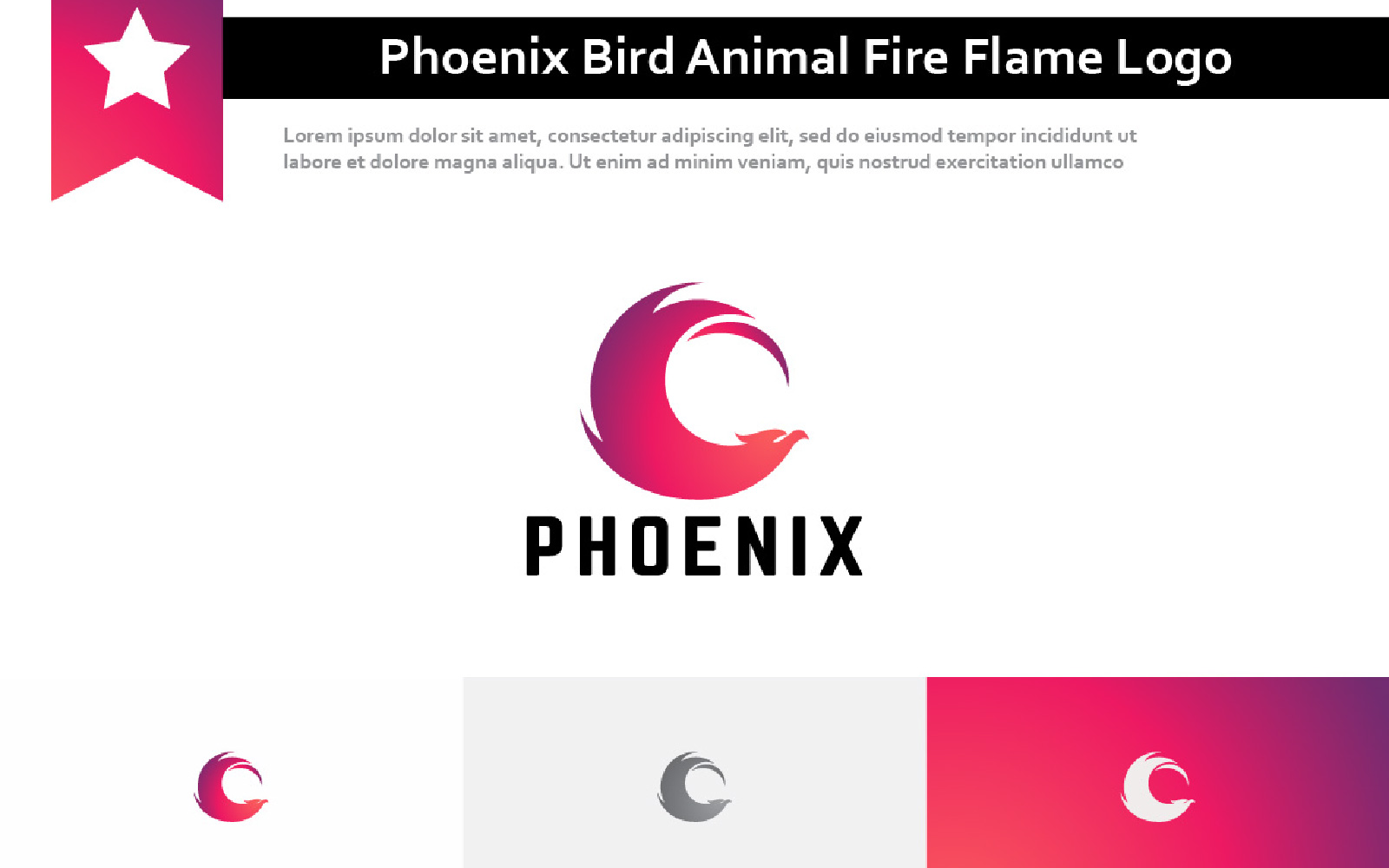 Phoenix Bird Legendary Animal Fire Flame Creature Abstract Logo