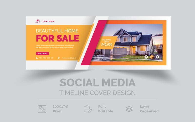 Beautiful Home For Sale Real Estate Facebook Cover Timeline Template