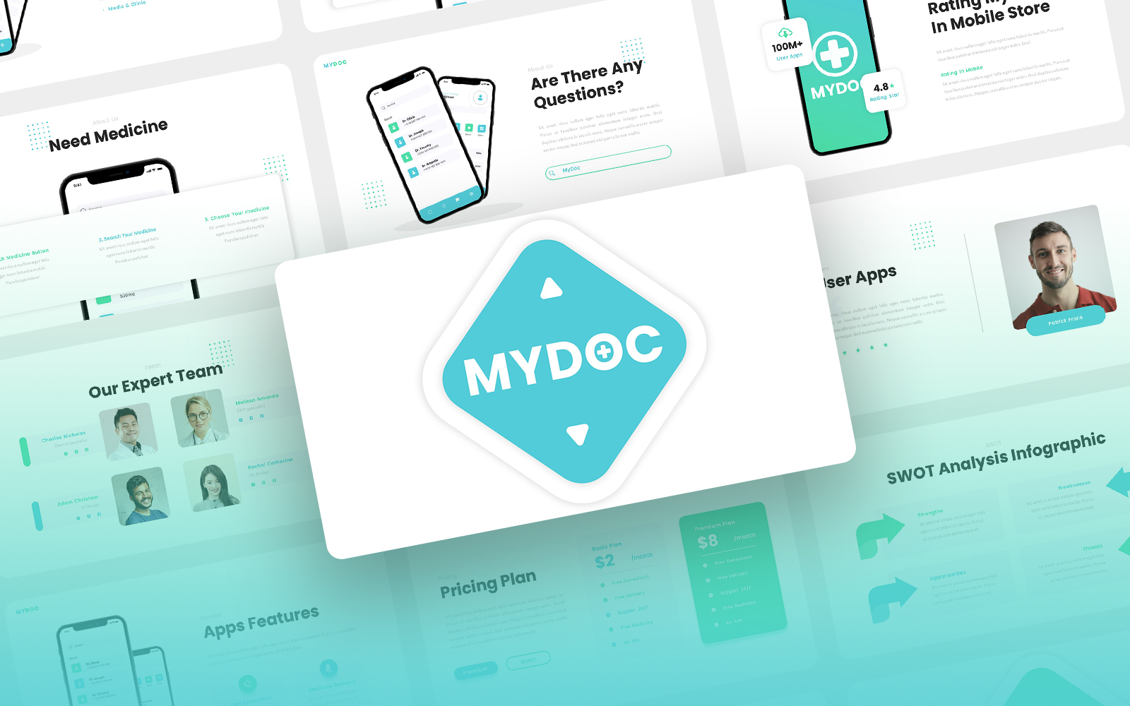 Mydoc - Healthcare Consultant Mobile App & SAAS Keynote Template