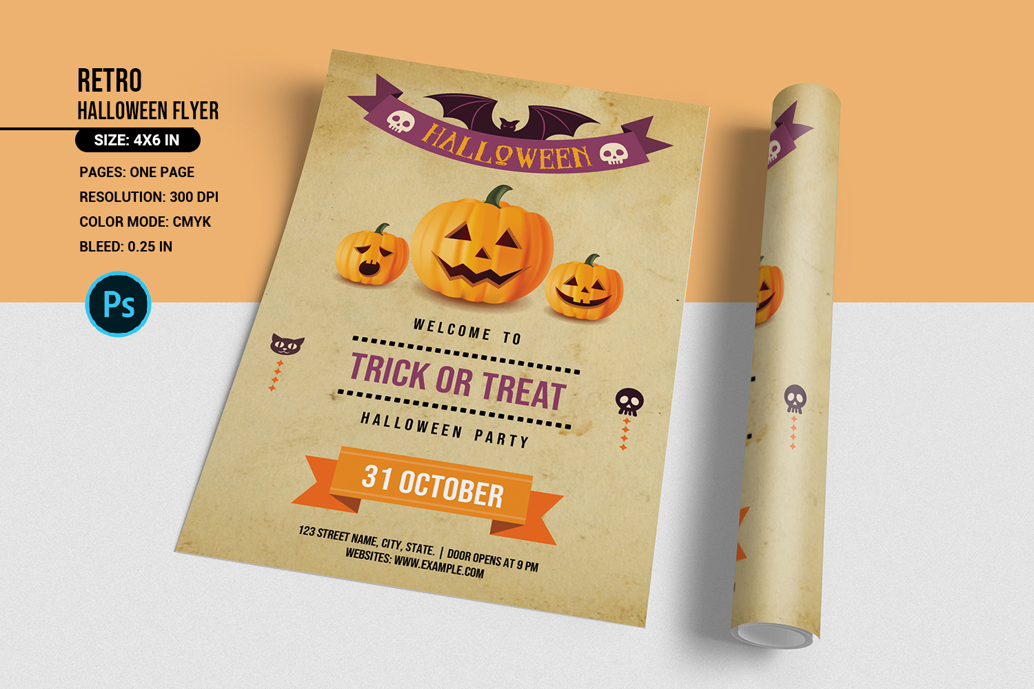 Halloween Party Invitation Flyer Template