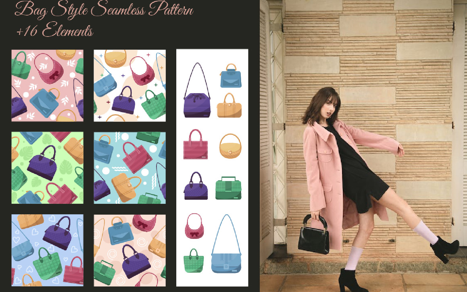 Bag Style Seamless Pattern +16 Elements
