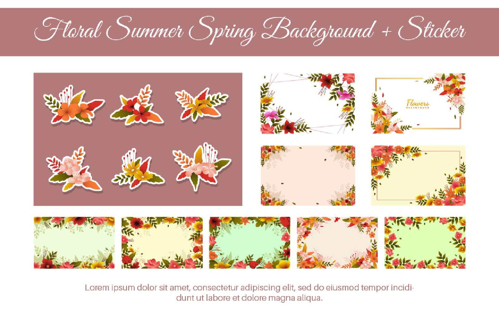 Floral Summer Spring Background + Sticker