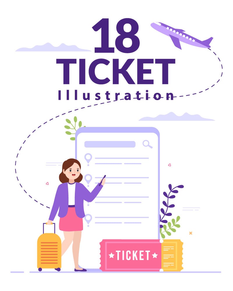 18 Ticket Website Flat Illustration