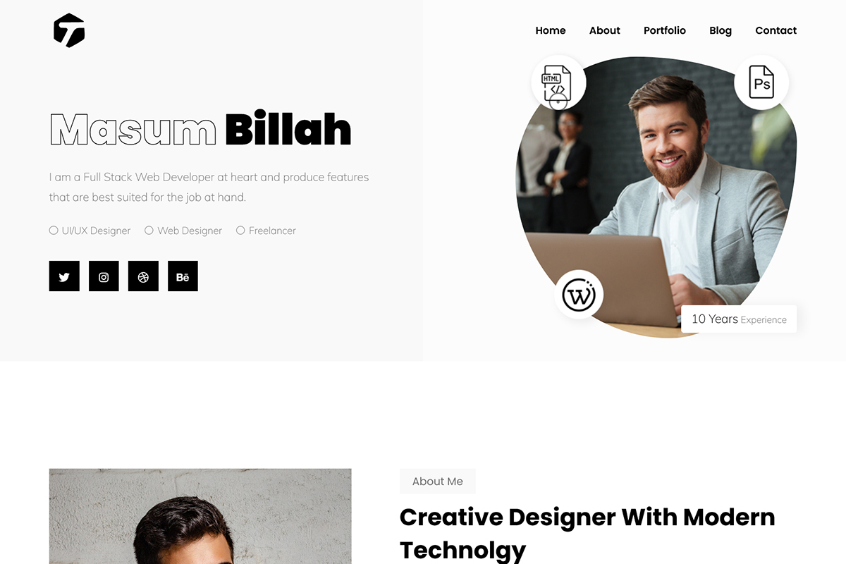 Tian - Personal Portfolio React Website template