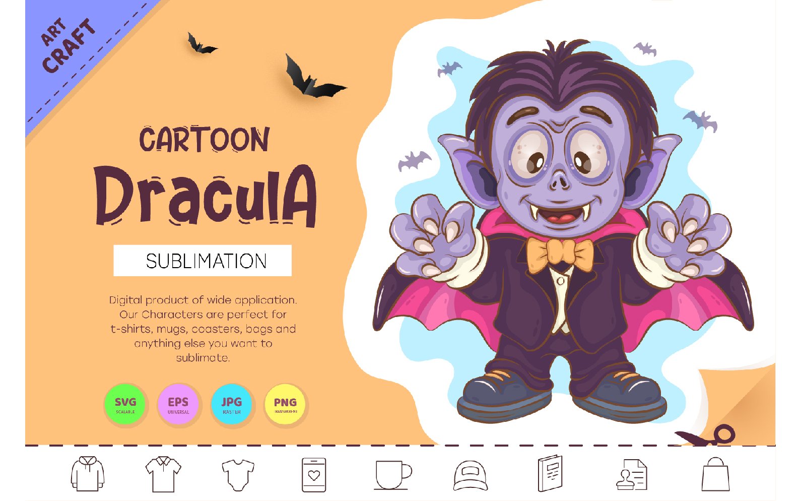 Cartoon Dracula. Crafting, Sublimation.