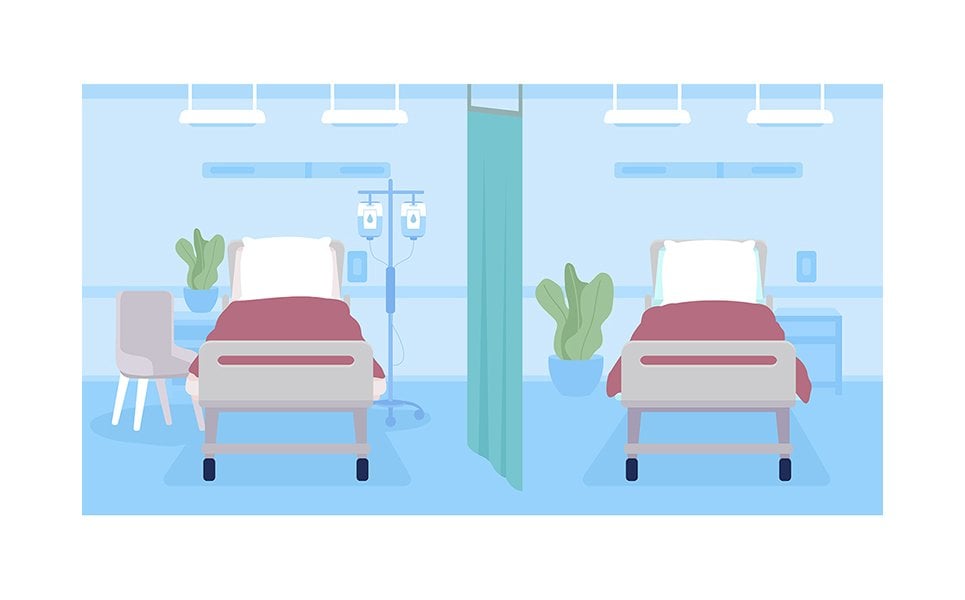 Modern cleaning emergency department flat color vector illustration