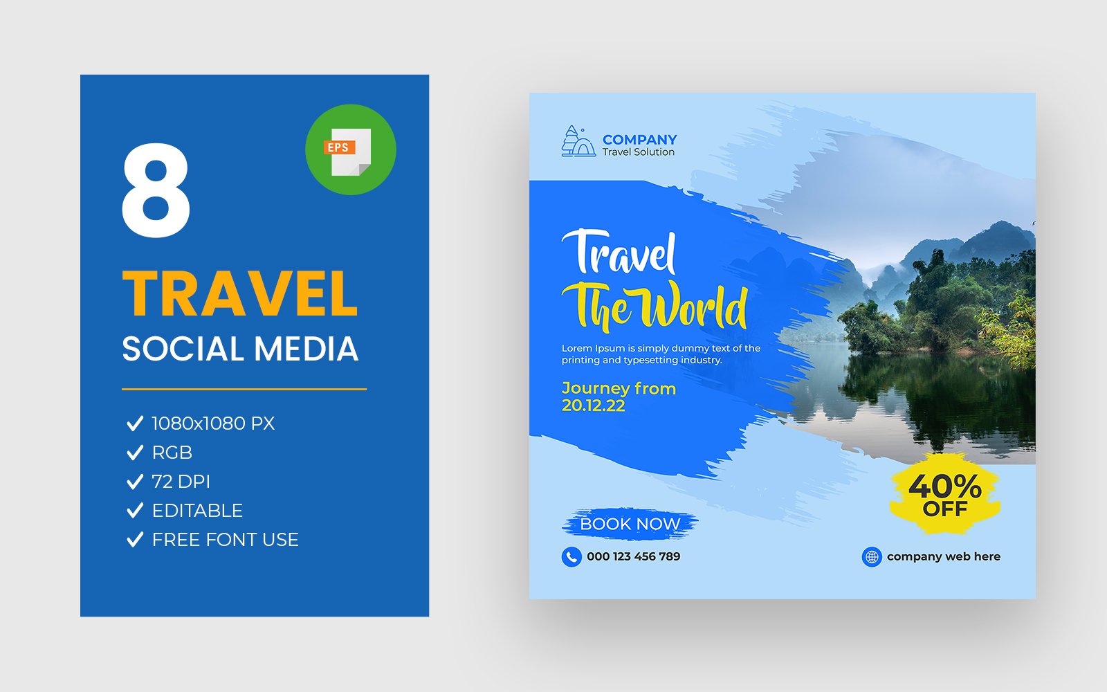 Tour Travel Social Media Post Design Bundle